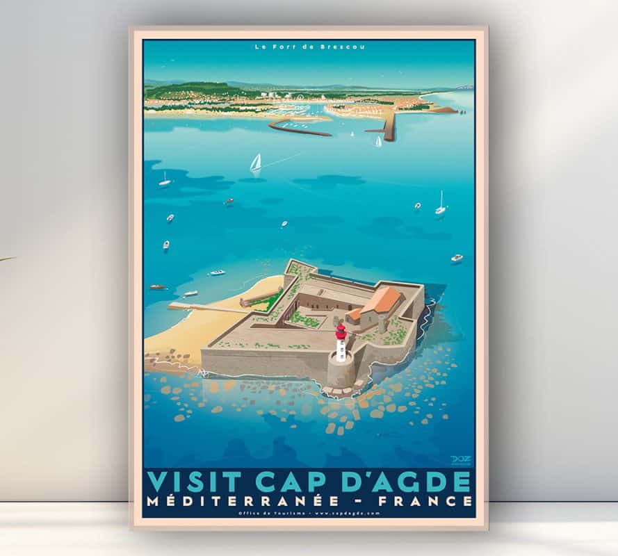 Affiche « Visit Cap d’Agde » – Le Fort de Brescou ©Doz